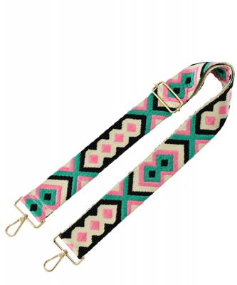 Wide Aztec Tribal Pattern Guitar Strap SS050B JADE/BLACK
